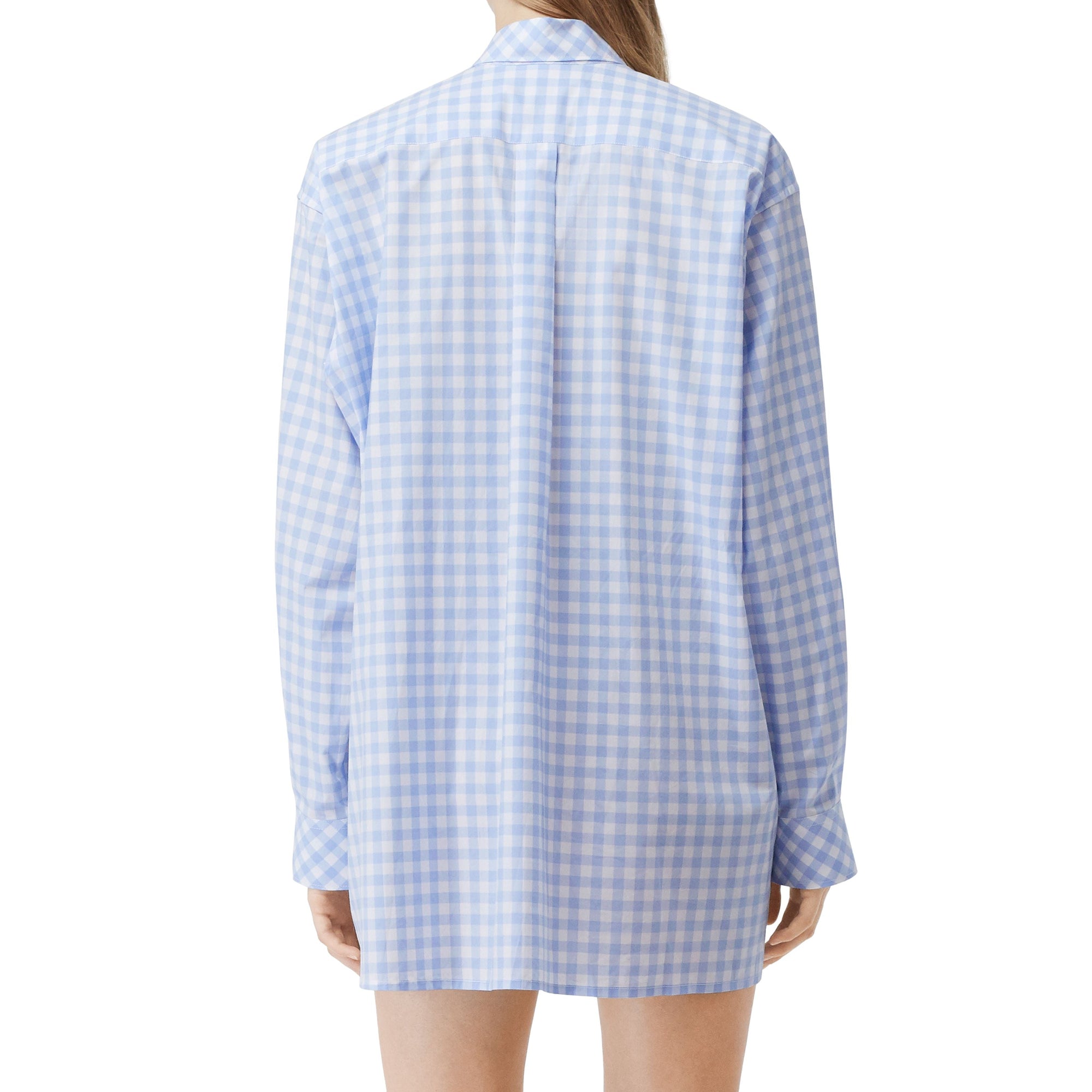 PALE BLUE PATTERN Robe chemise en popeline de coton vichy