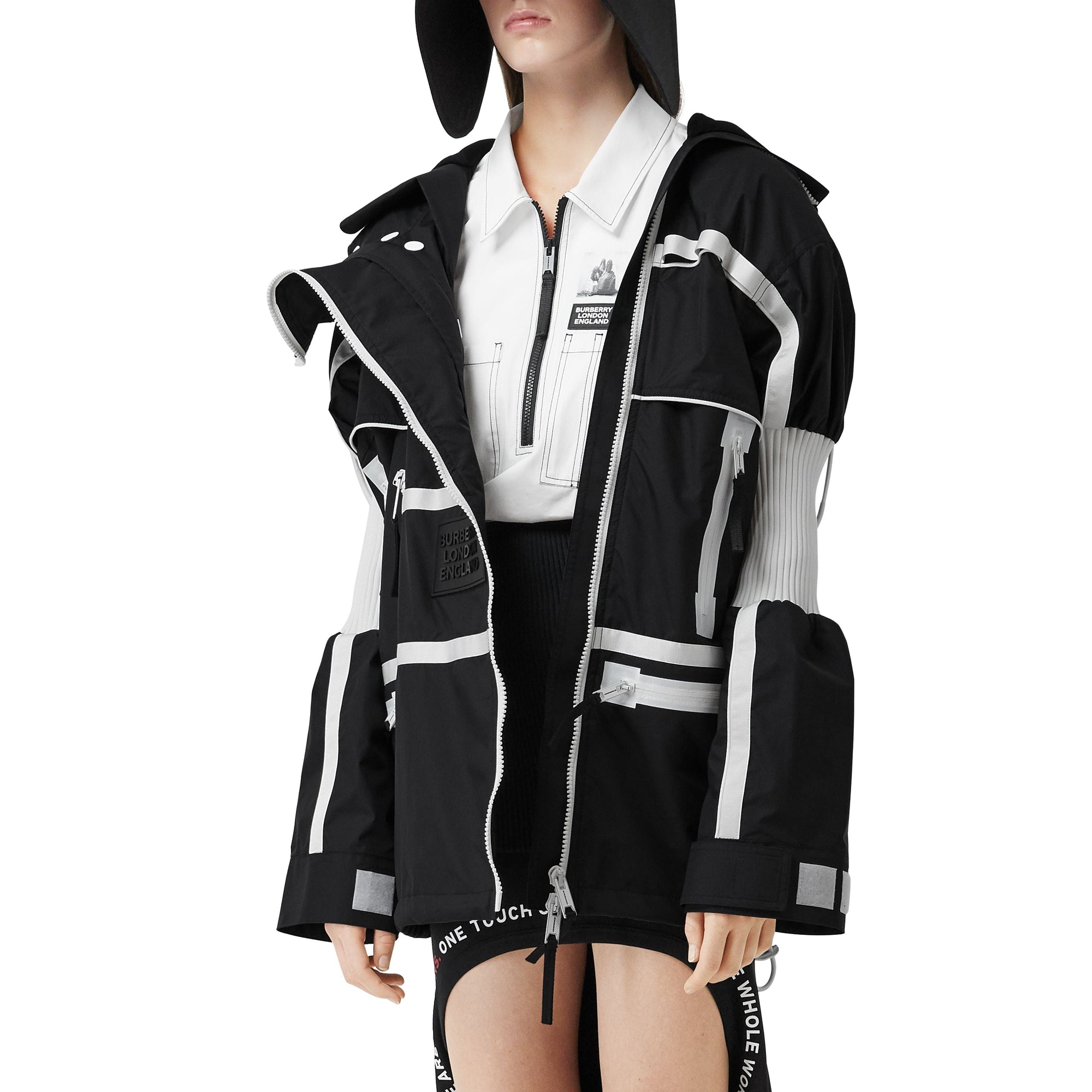 Veste de survêtement déstructurée en nylon bicolore - Noir