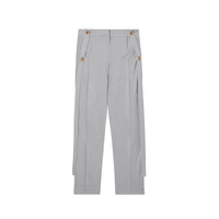 Pantalon tailleur sur mesure en jersey avec sangles - Gris
