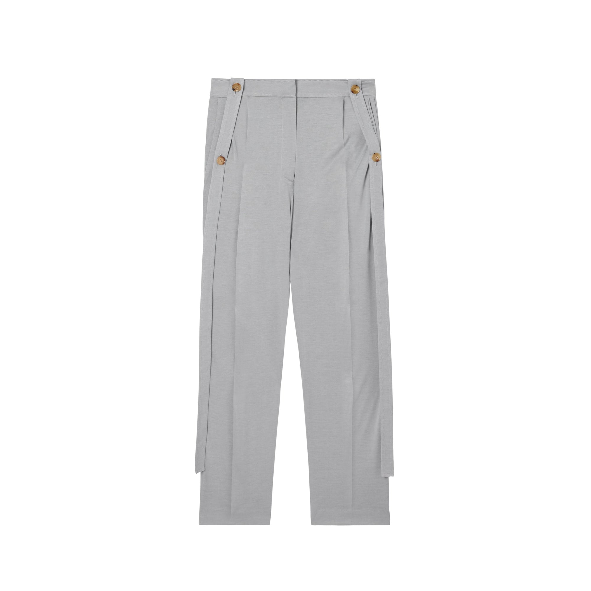Pantalon tailleur sur mesure en jersey avec sangles - Gris
