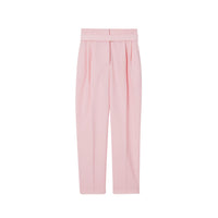 Pantalon tailleur sur mesure en laine avec découpe - Rose pastel