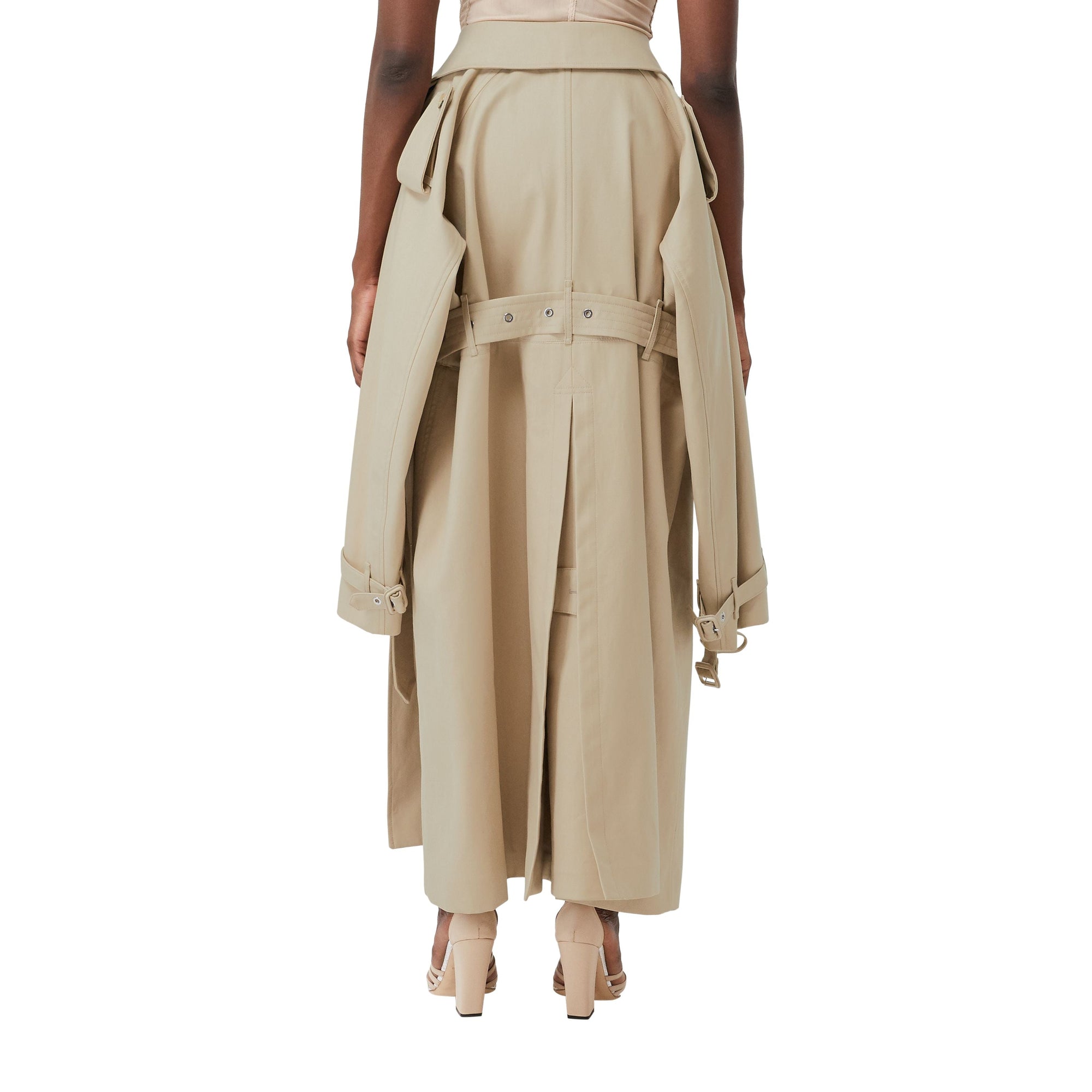 Minijupe en sergé de coton avec empiècement façon trench amovible - Fauve doux
