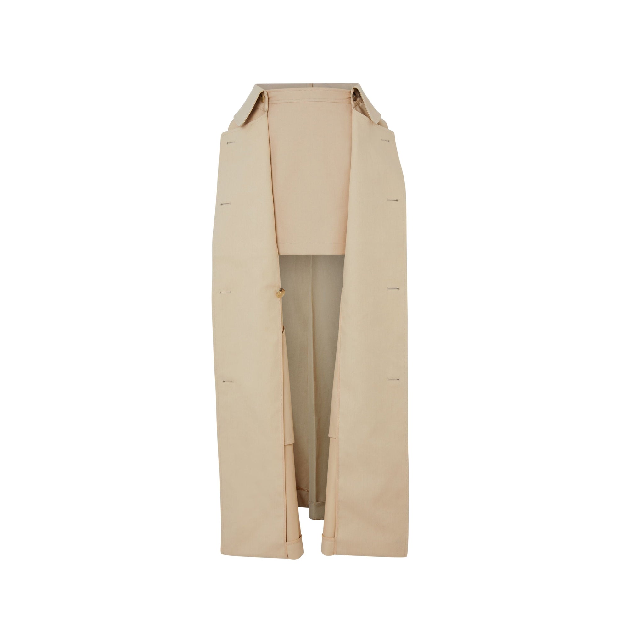 Minijupe en sergé de coton avec empiècement façon trench amovible - Fauve doux