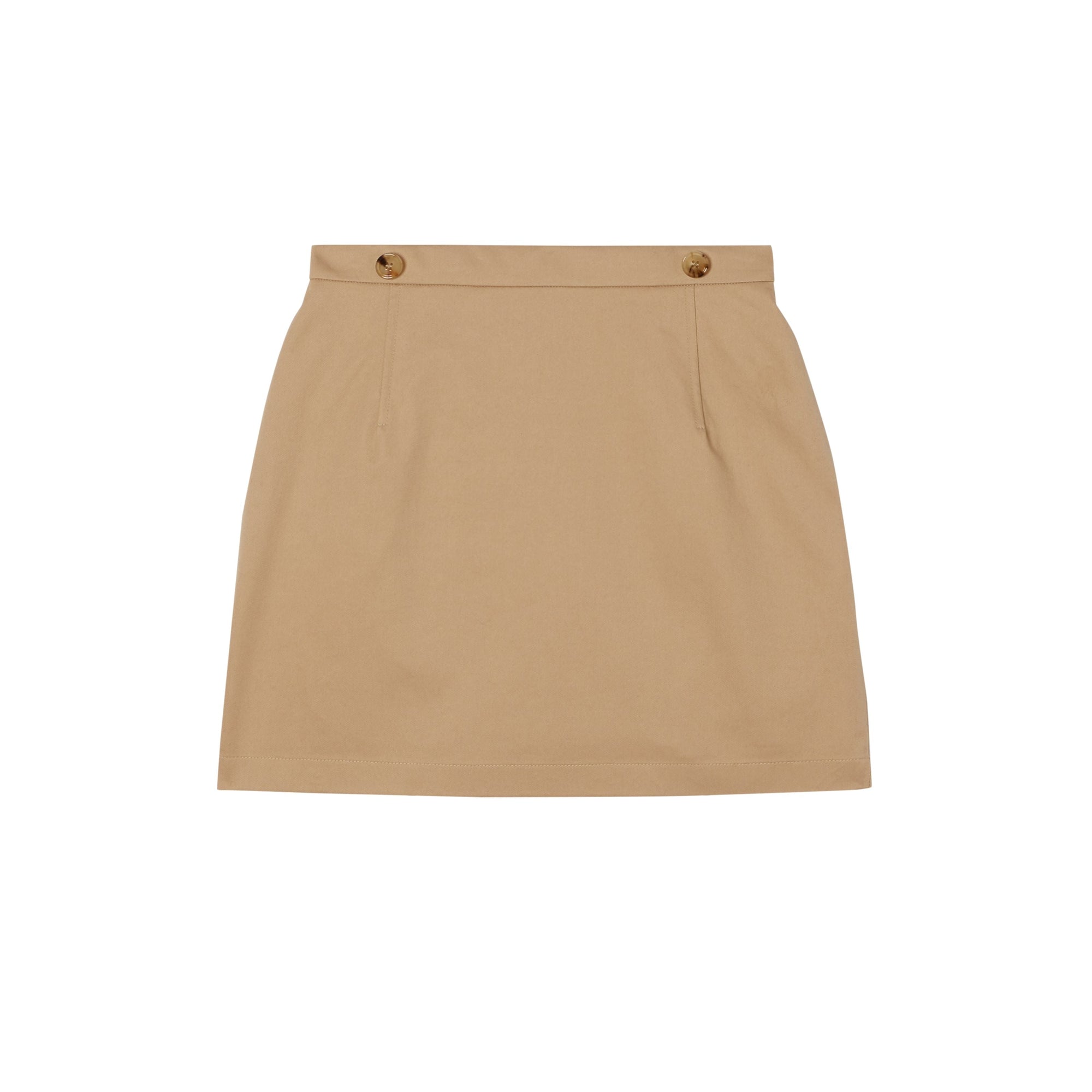 Minijupe en sergé de coton avec empiècement façon trench amovible - Fauve doux