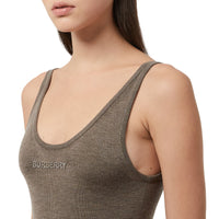 Body en cachemire technique côtelé avec logo - Camaïeu de noix de pécan