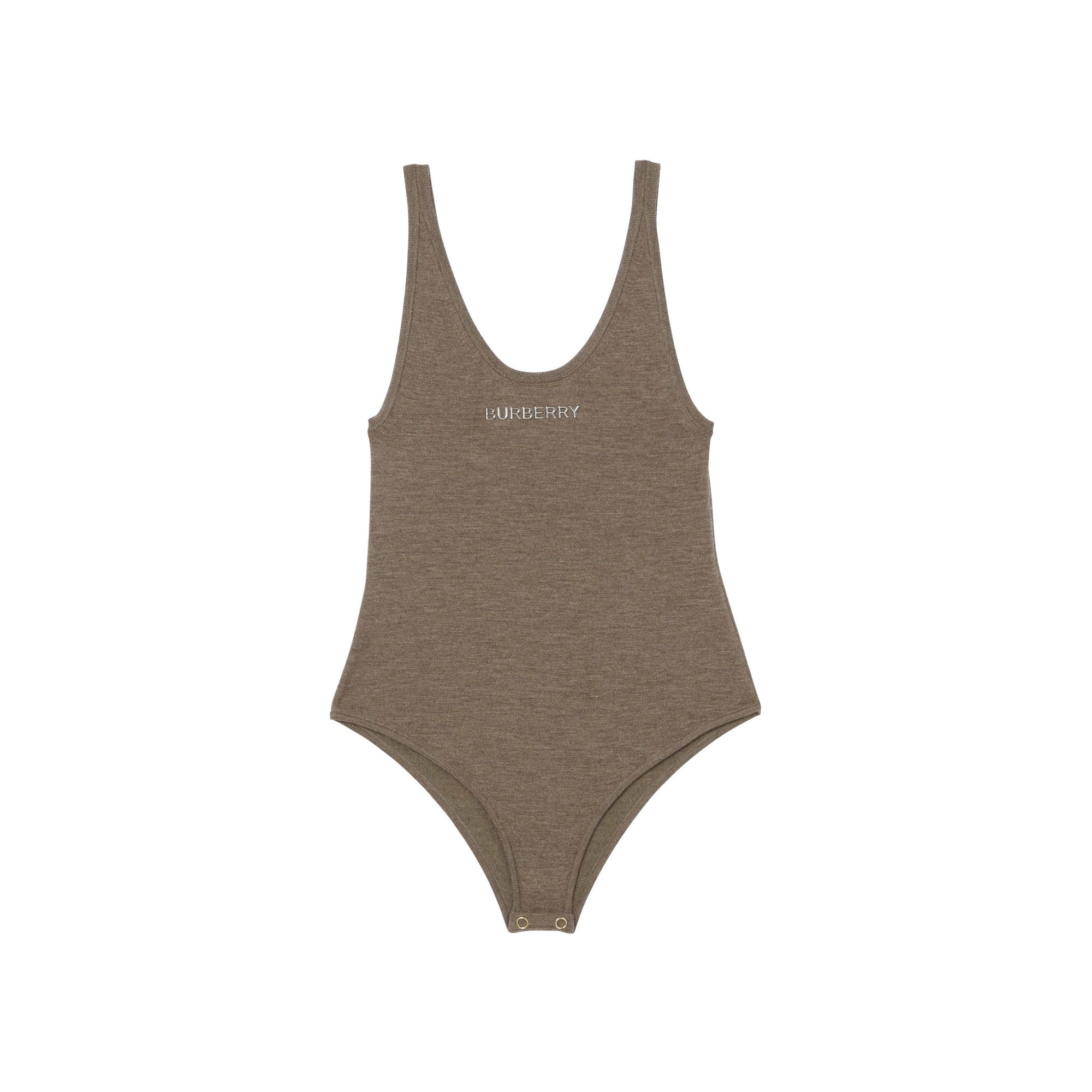 Body en cachemire technique côtelé avec logo - Camaïeu de noix de pécan