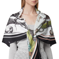GREY MELANGE Body avec foulard en soie à imprimé singe