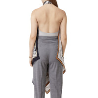 Body avec foulard en soie à imprimé animalier - Camaïeu de gris