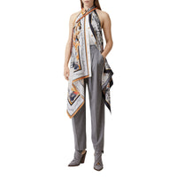Body avec foulard en soie à imprimé animalier - Camaïeu de gris