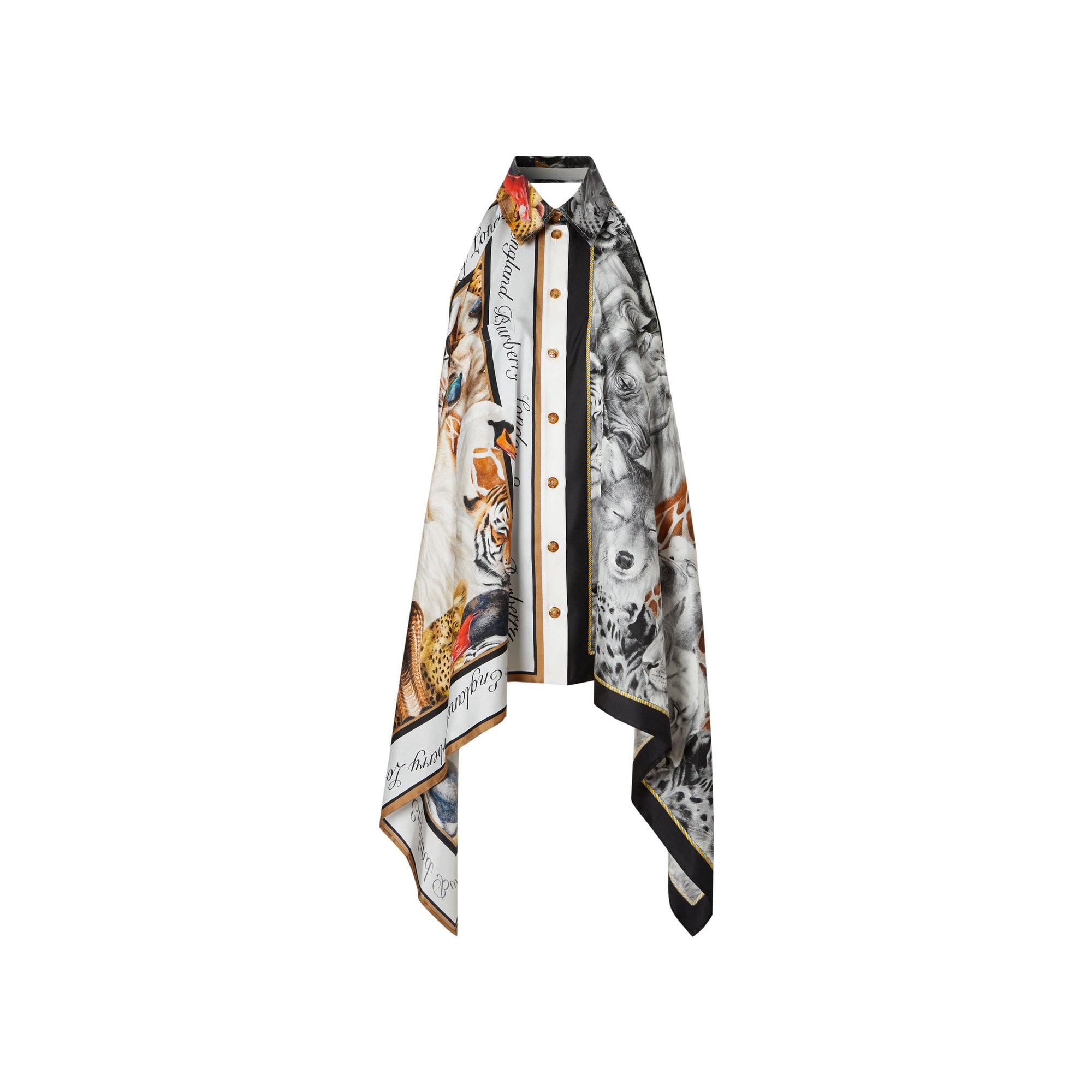 Body avec foulard en soie à imprimé animalier - Camaïeu de gris