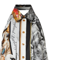 Body avec foulard en soie à imprimé animalier - Camaïeu de gris