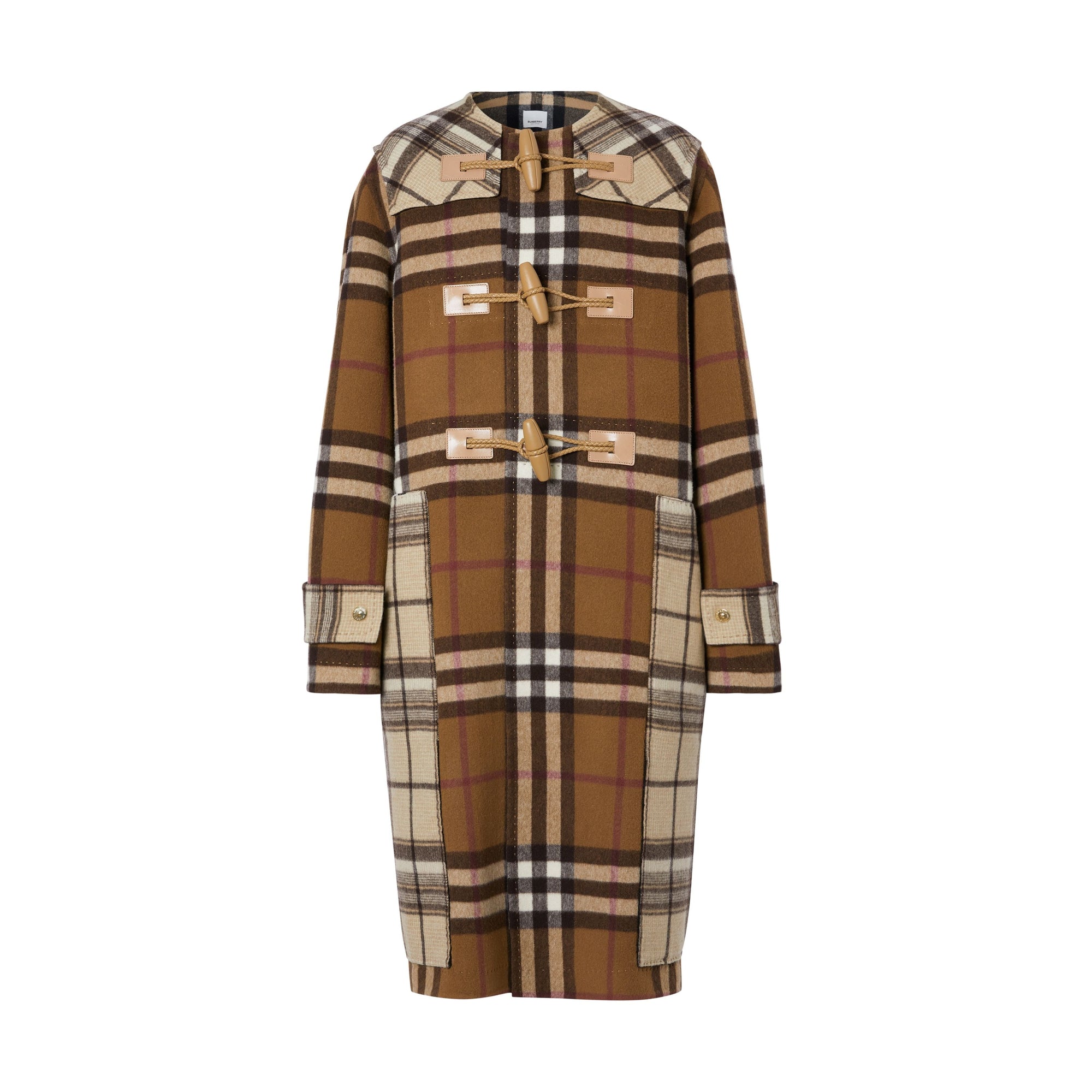 BIRCH BROWN IT PTTN Duffle-coat en laine check double face