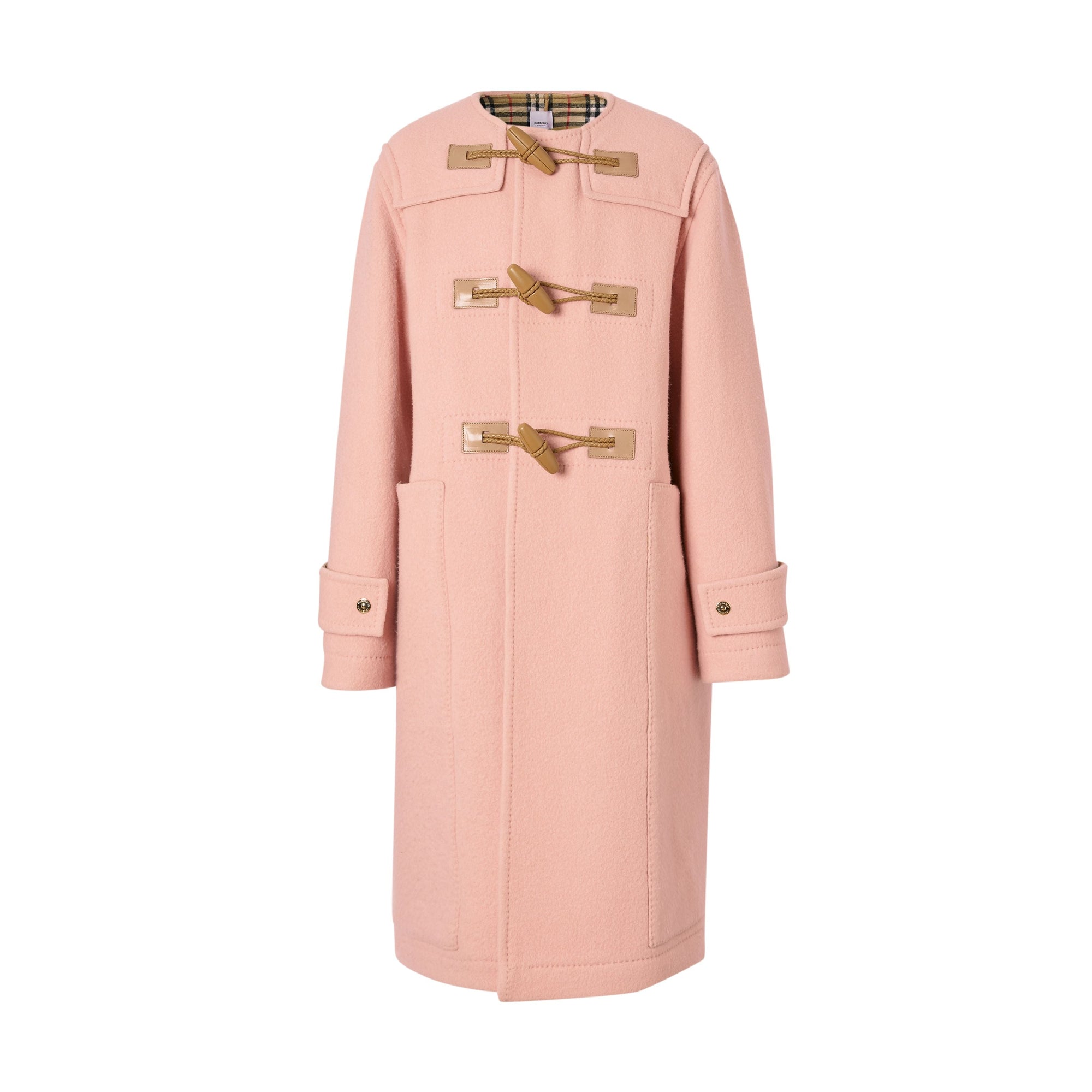DUSTY PINK Duffle-coat en laine feutrée avec Vintage check