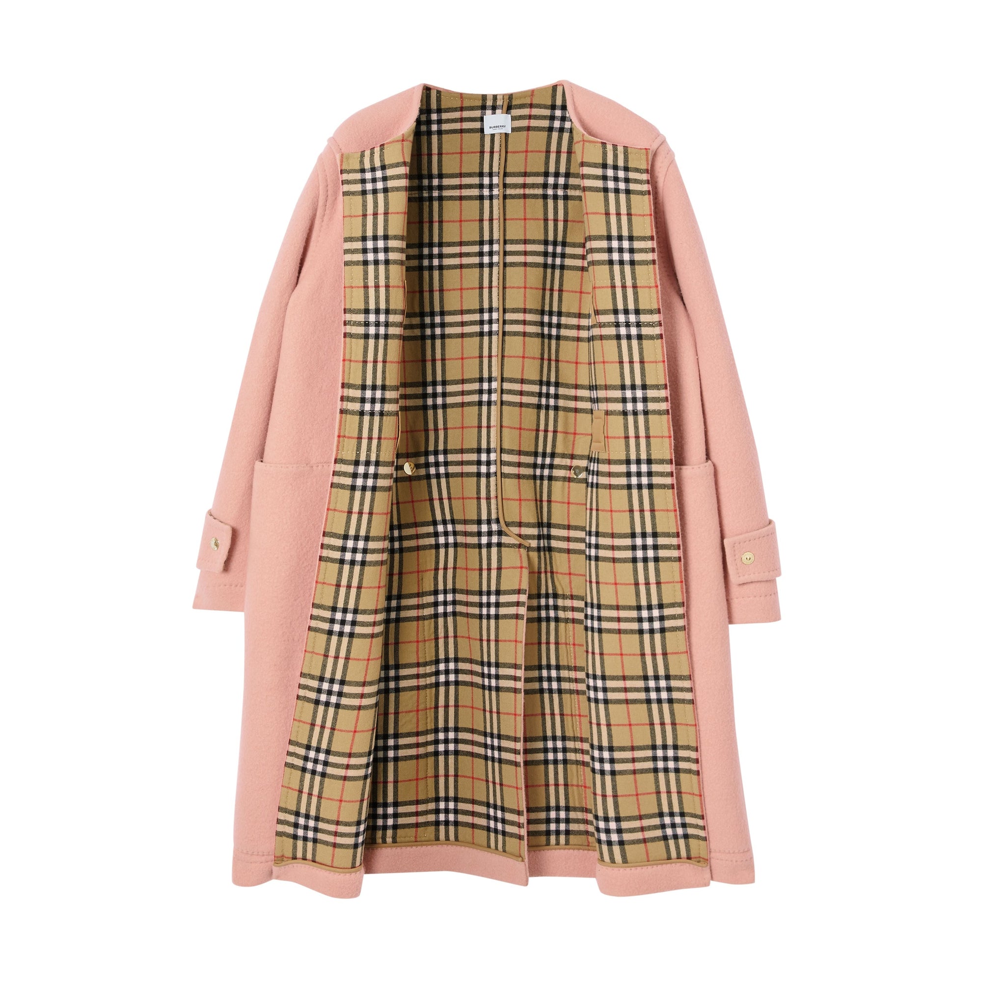 DUSTY PINK Duffle-coat en laine feutrée avec Vintage check