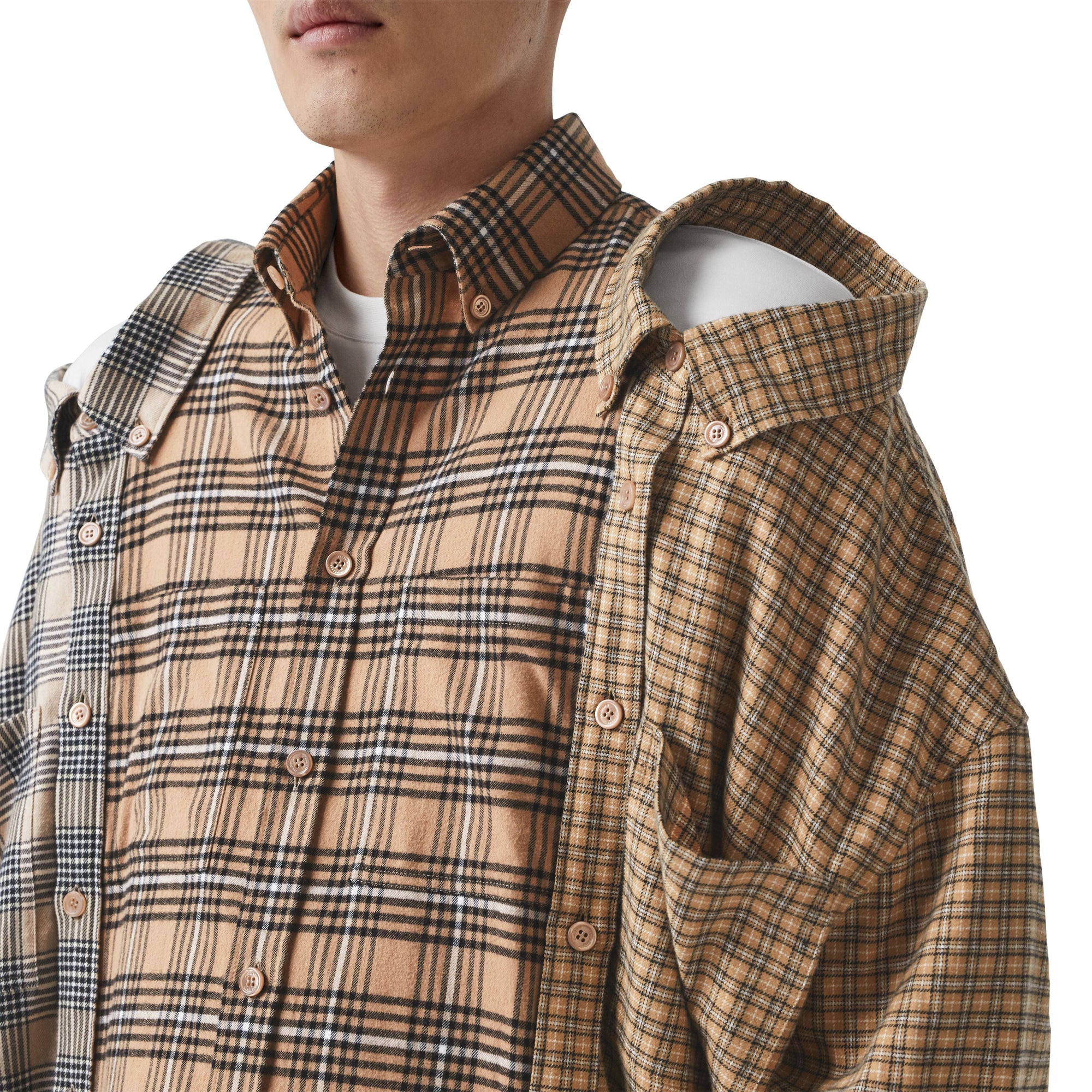 CAMEL CHECK Chemise déstructurée en flanelle de coton check