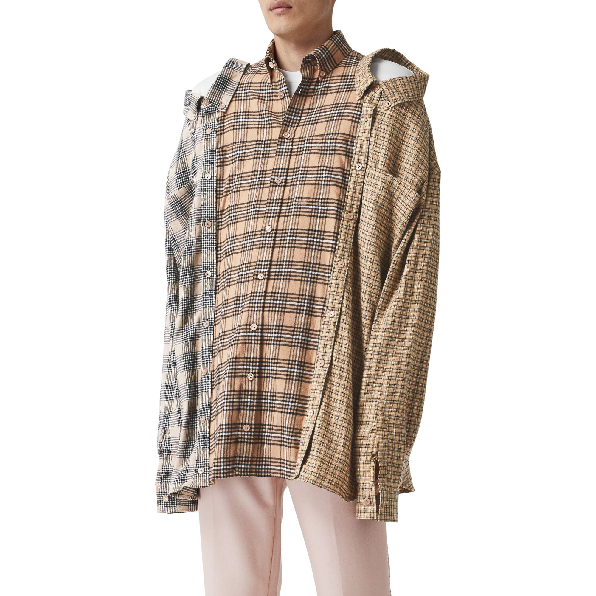 CAMEL CHECK Chemise déstructurée en flanelle de coton check