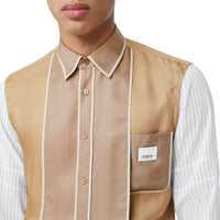 CAMEL Chemise en soie à panneaux et fines rayures