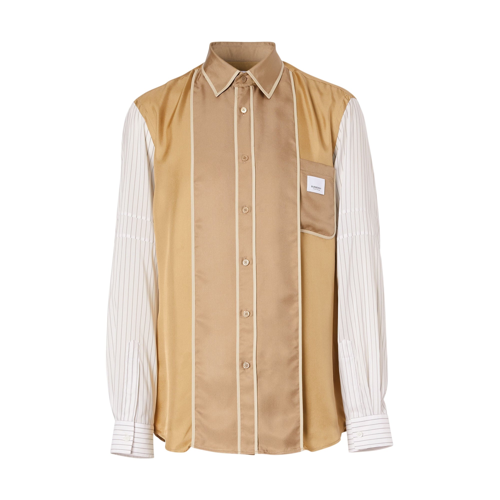 CAMEL Chemise en soie à panneaux et fines rayures