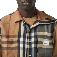 BIRCH BROWN CHECK Chemise déstructurée en sergé de soie check