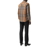 BIRCH BROWN CHECK Chemise déstructurée en sergé de soie check