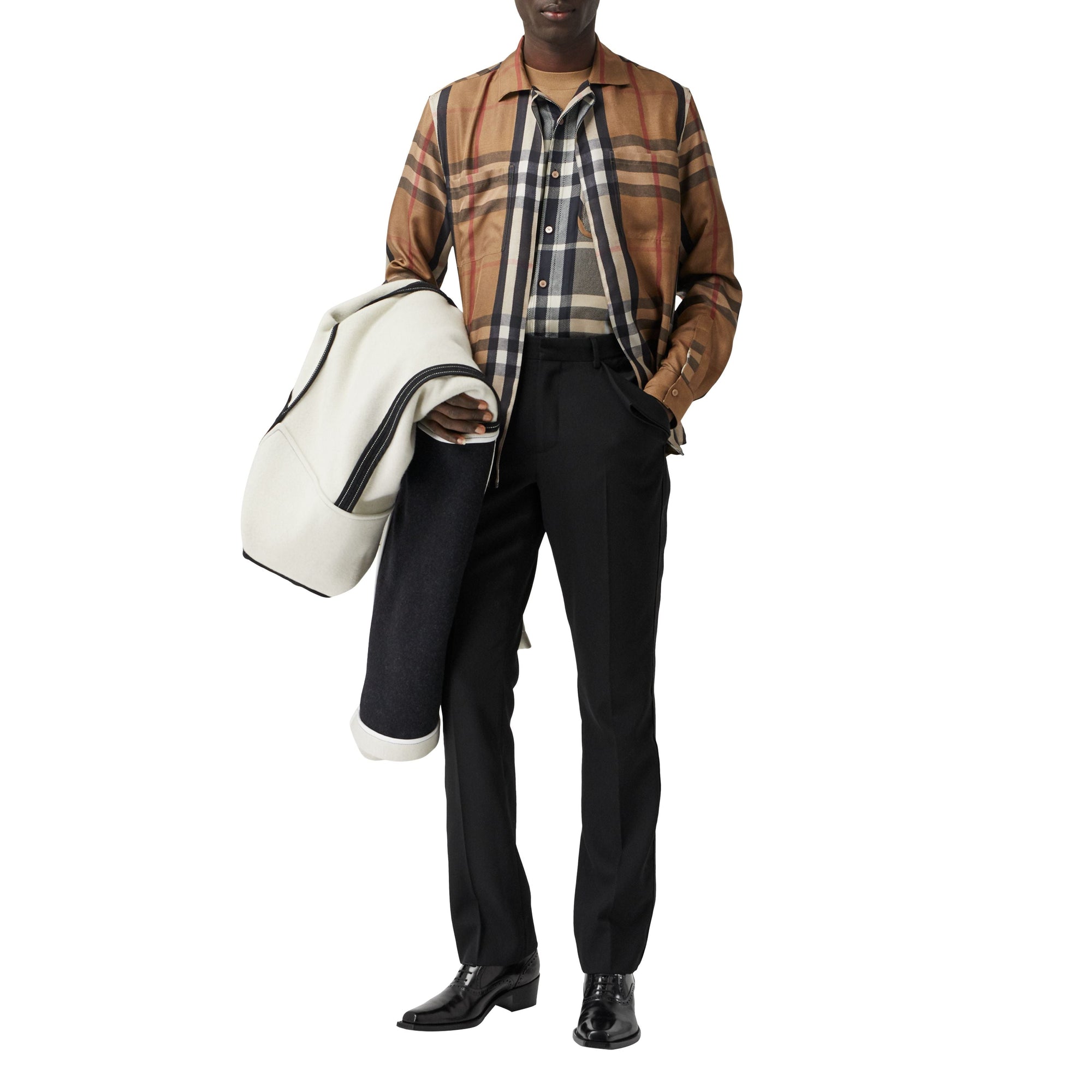 BIRCH BROWN CHECK Chemise déstructurée en sergé de soie check