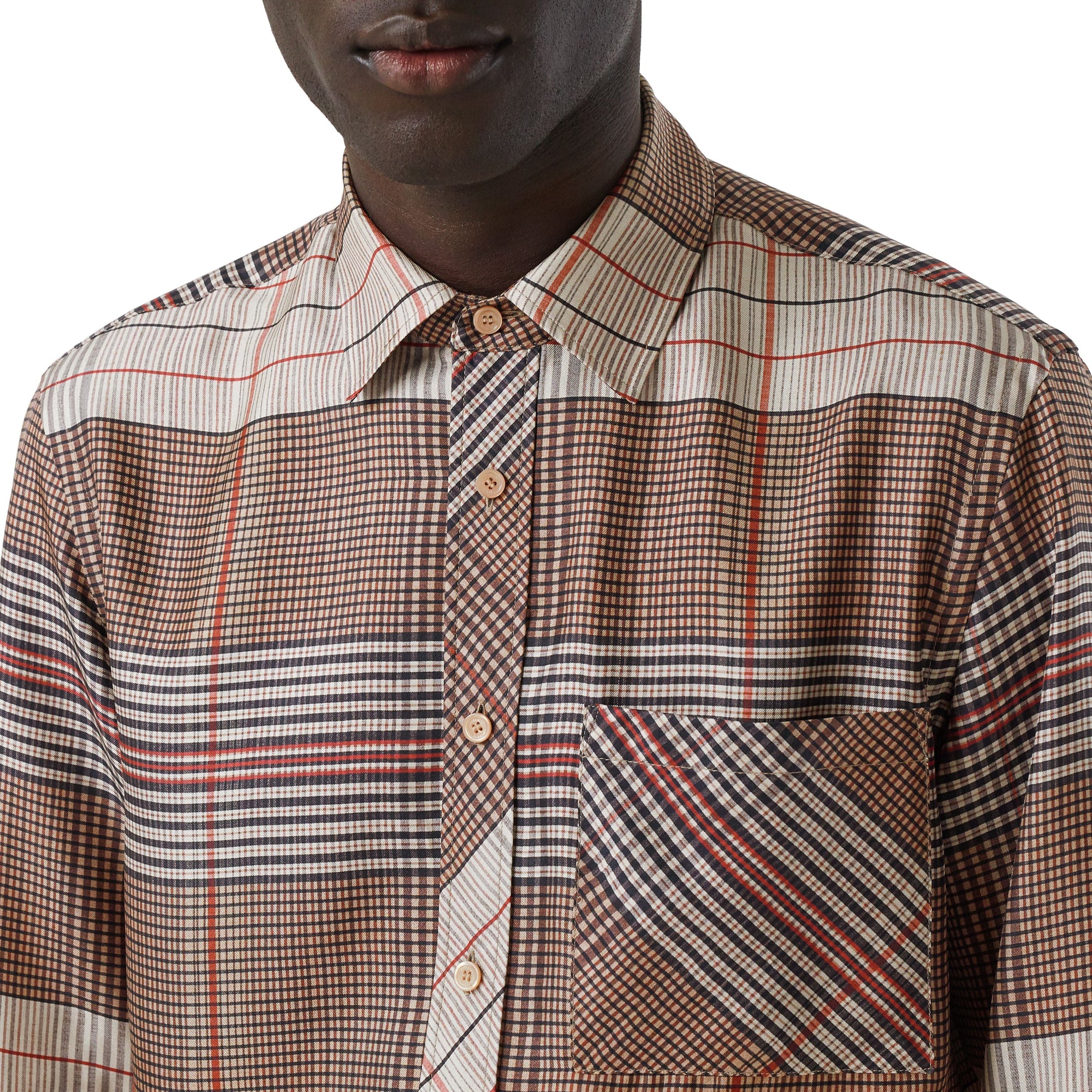 BUTTERMILK CHECK Chemise classique en sergé de soie check