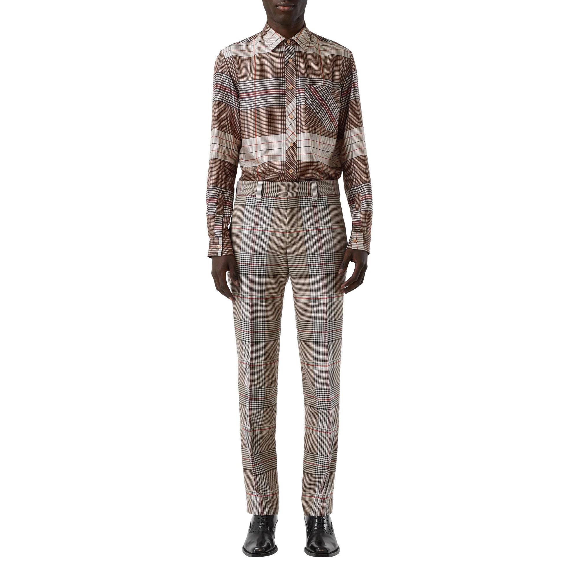 BUTTERMILK CHECK Chemise classique en sergé de soie check