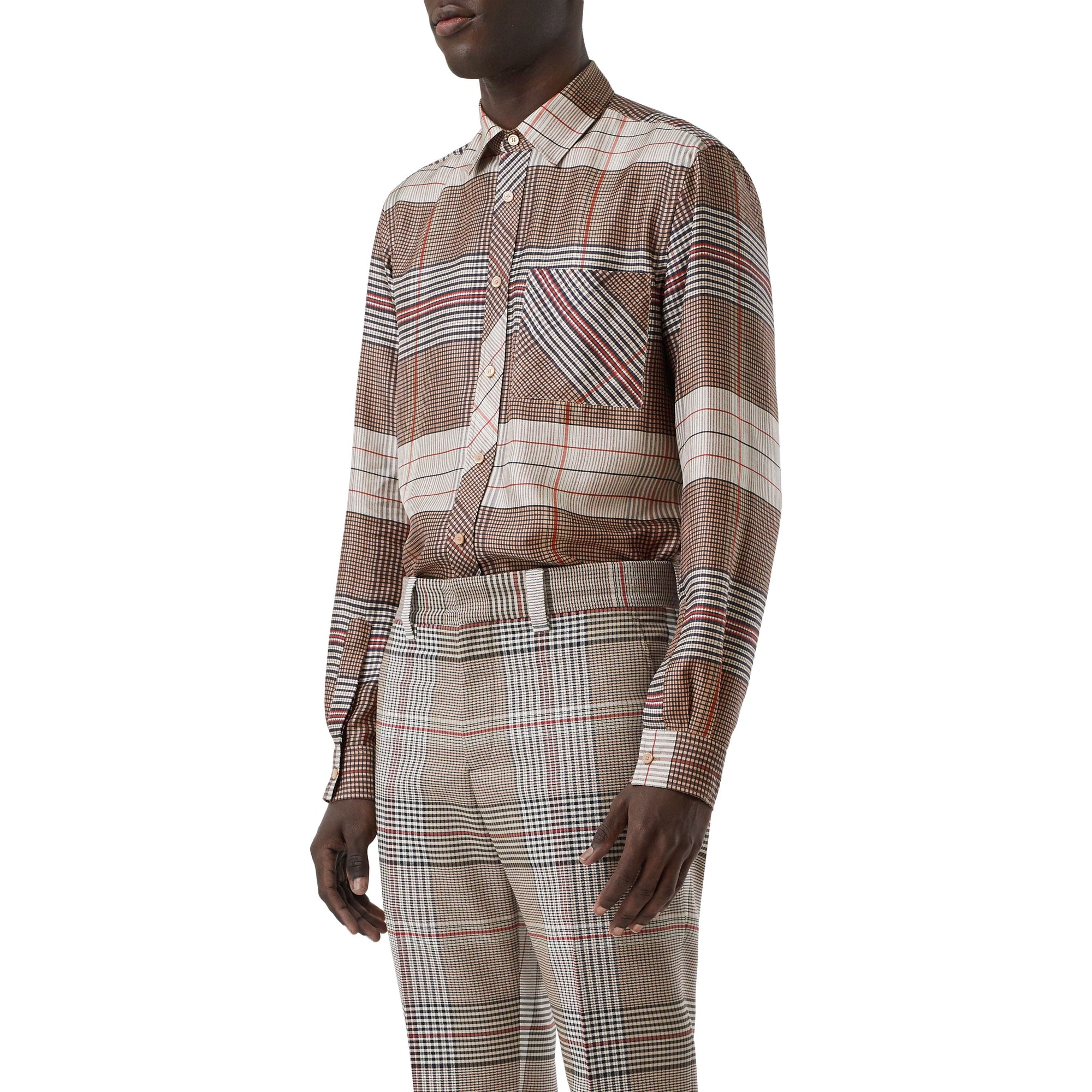 BUTTERMILK CHECK Chemise classique en sergé de soie check