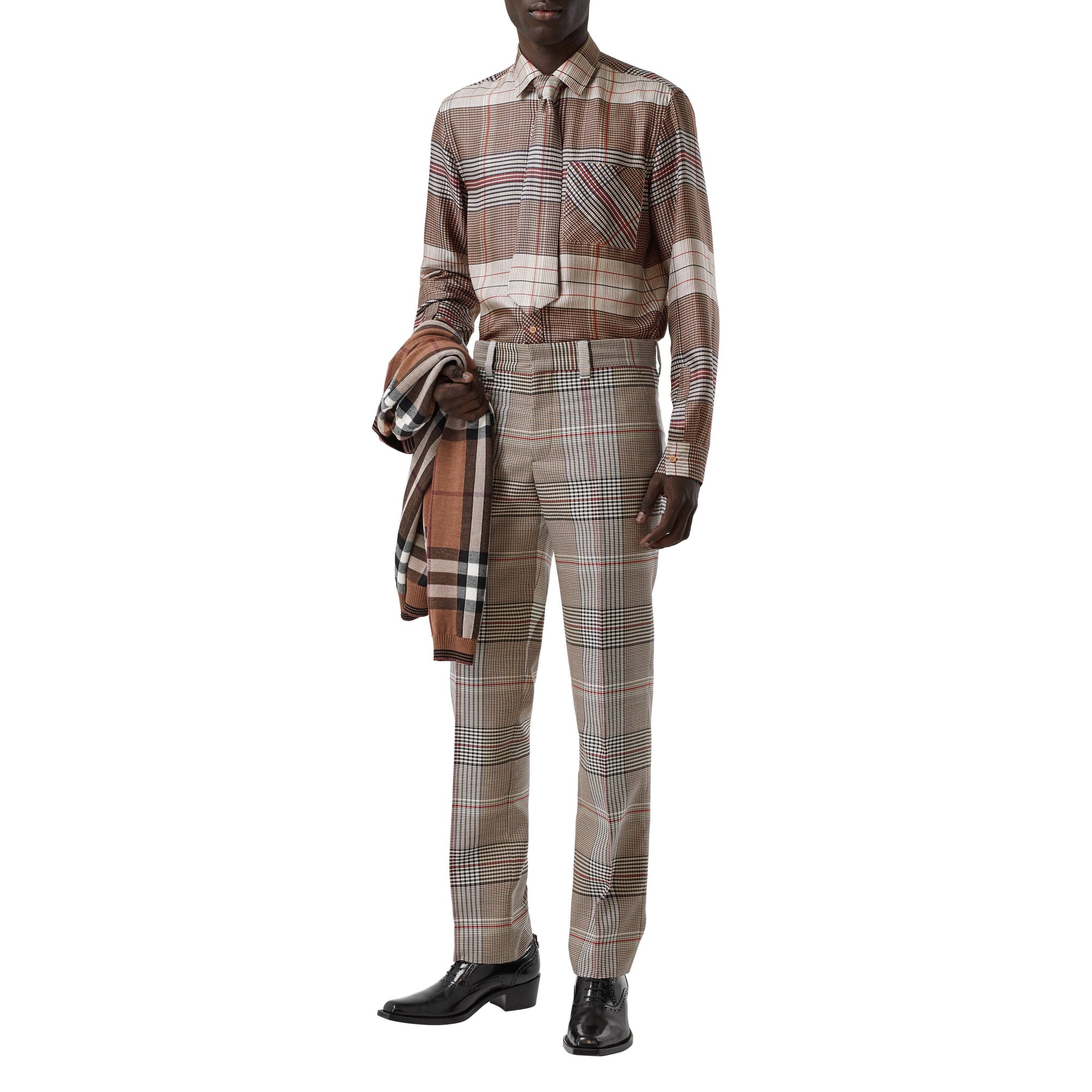 BUTTERMILK CHECK Chemise classique en sergé de soie check