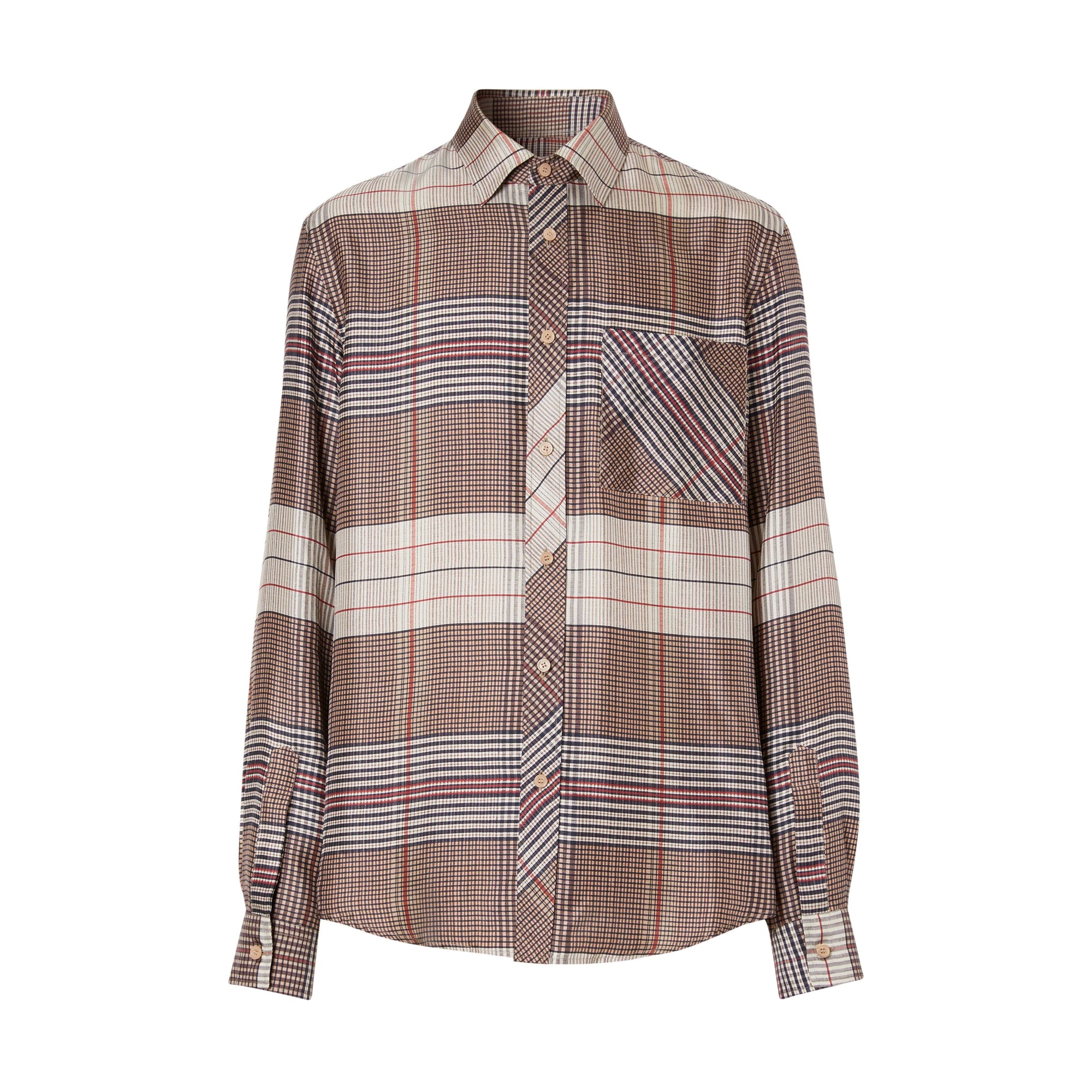 BUTTERMILK CHECK Chemise classique en sergé de soie check