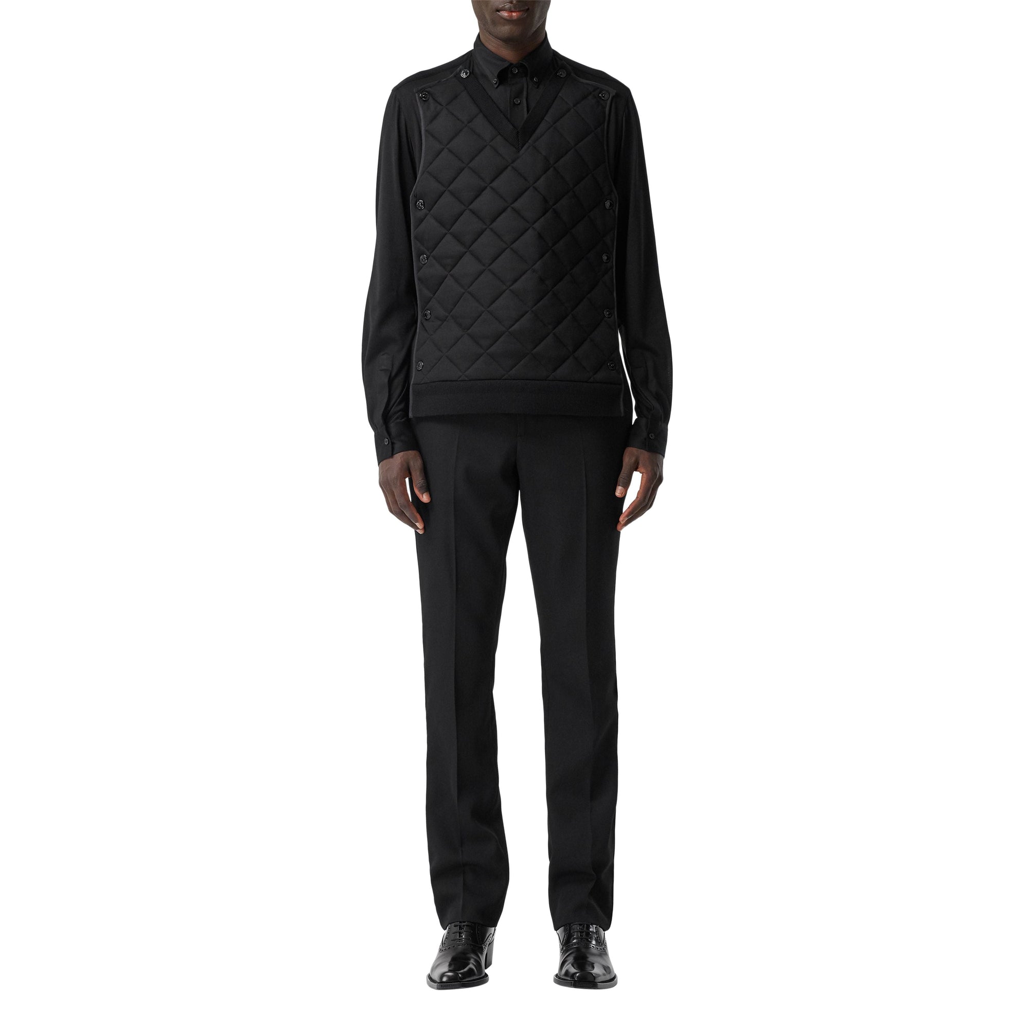 BLACK Chemise en jersey de soie avec panneau matelassé amovible