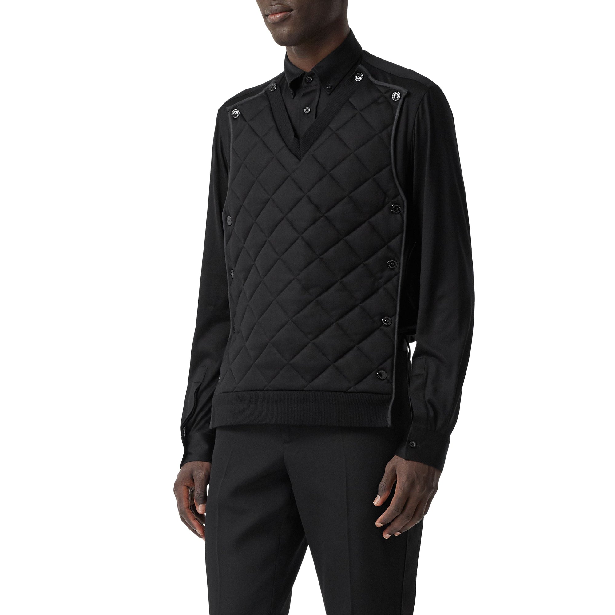 BLACK Chemise en jersey de soie avec panneau matelassé amovible