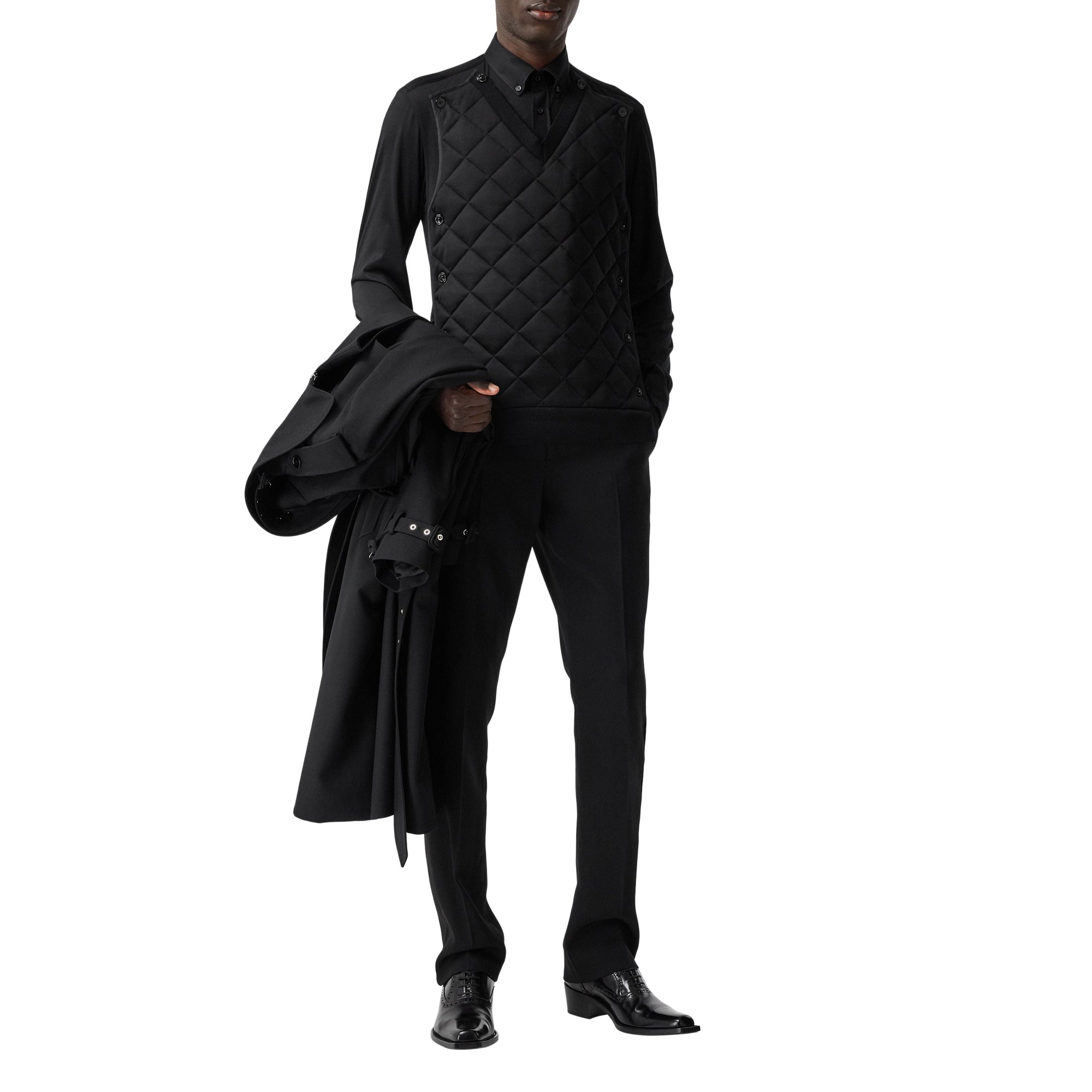 BLACK Chemise en jersey de soie avec panneau matelassé amovible