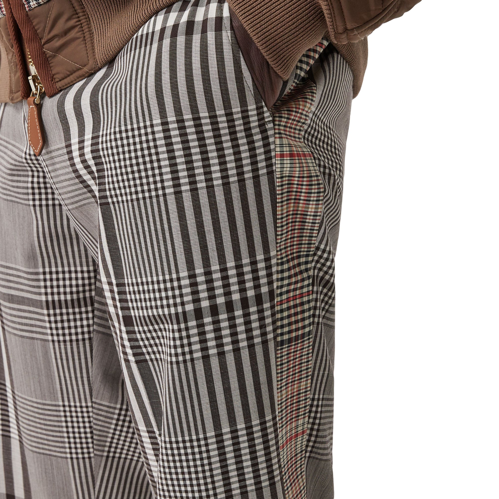 DARK BROWN CHK Pantalon de costume en laine technique check