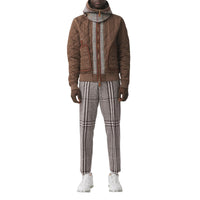 DARK BROWN CHK Pantalon de costume en laine technique check