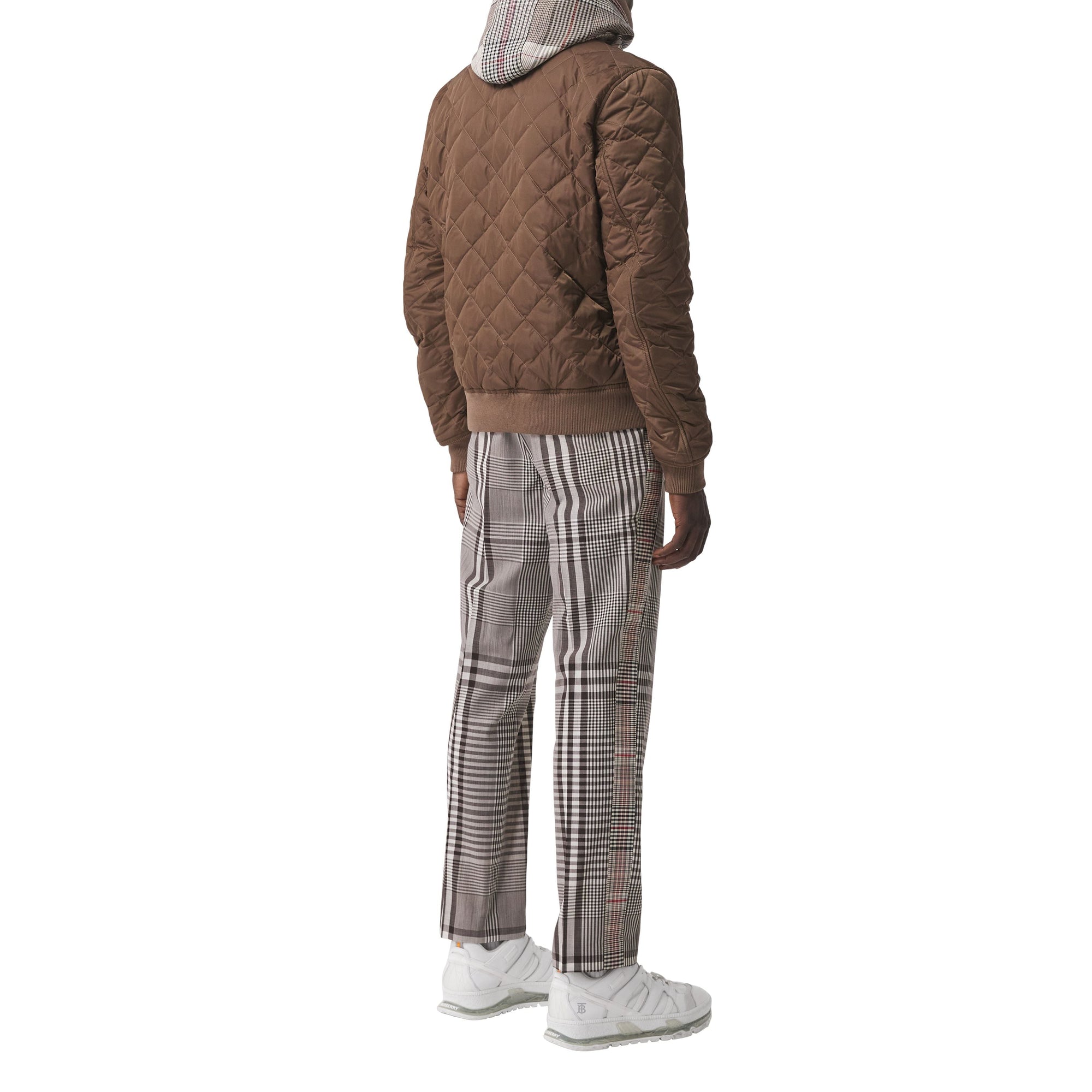 DARK BROWN CHK Pantalon de costume en laine technique check