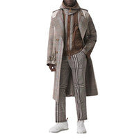 DARK BROWN CHK Pantalon de costume en laine technique check