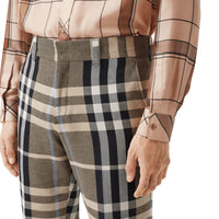DUSTY SAND IP PTTN Pantalon de costume slim en coton technique check