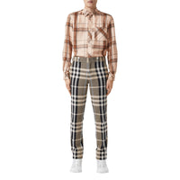 DUSTY SAND IP PTTN Pantalon de costume slim en coton technique check