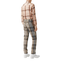 DUSTY SAND IP PTTN Pantalon de costume slim en coton technique check