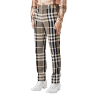 DUSTY SAND IP PTTN Pantalon de costume slim en coton technique check