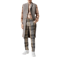 DUSTY SAND IP PTTN Pantalon de costume slim en coton technique check
