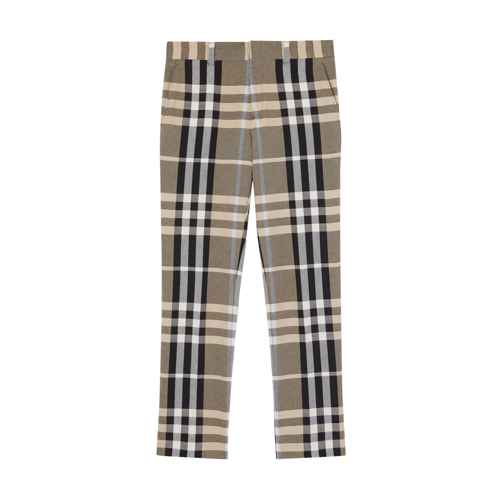 DUSTY SAND IP PTTN Pantalon de costume slim en coton technique check