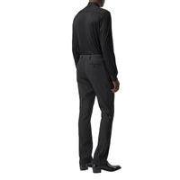 BLACK Pantalon de costume slim en laine avec bandes en satin de soie