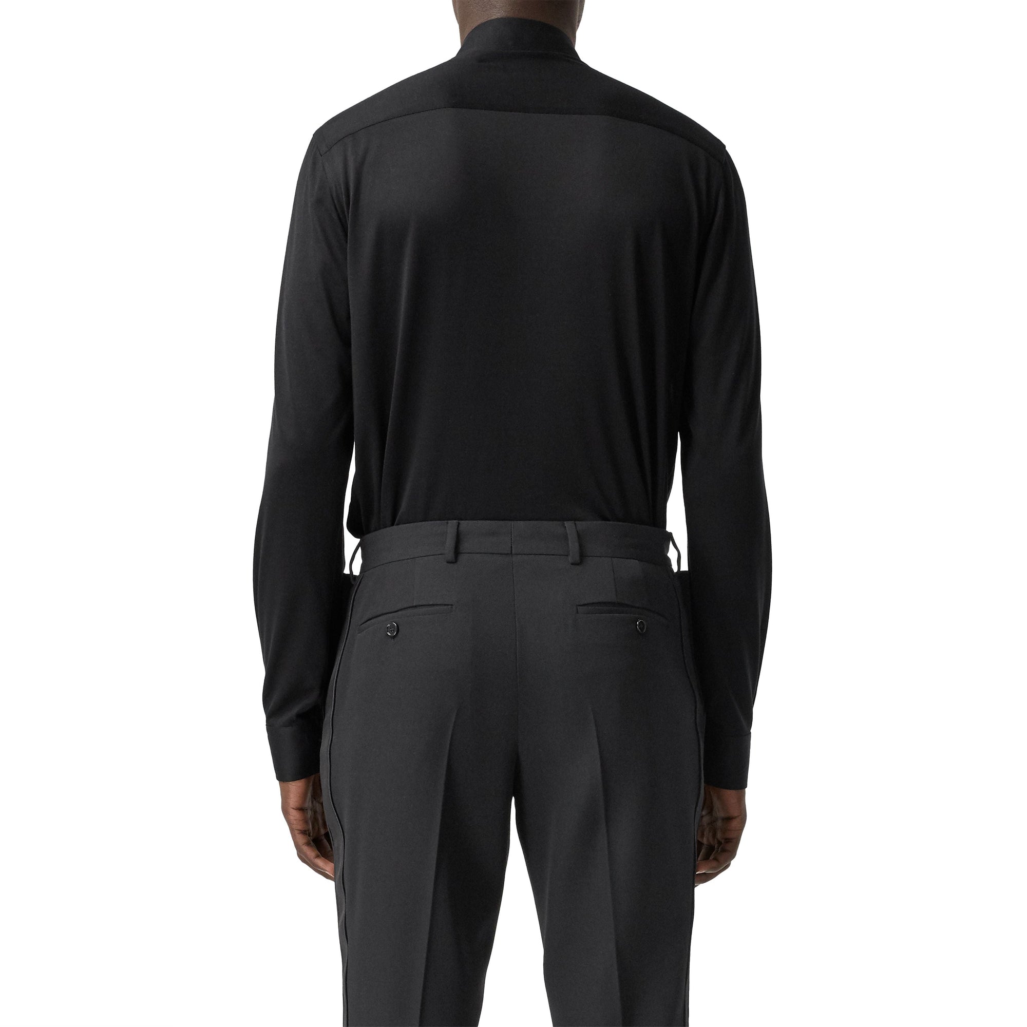 BLACK Pantalon de costume slim en laine avec bandes en satin de soie