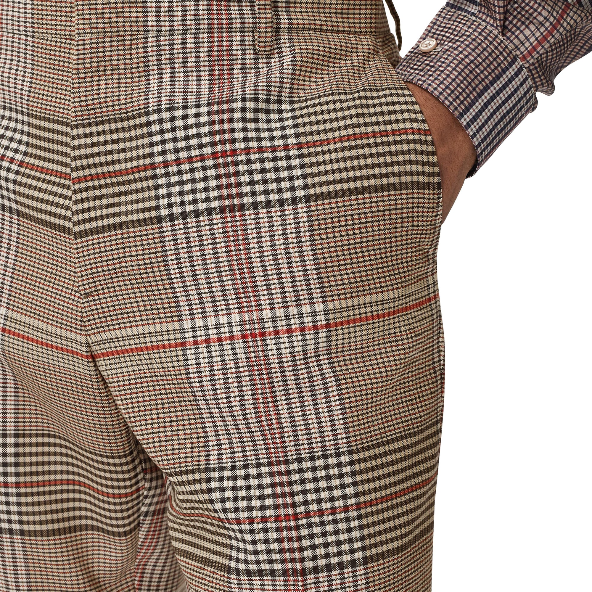 BEIGE IP PTTN Pantalon de costume en laine check