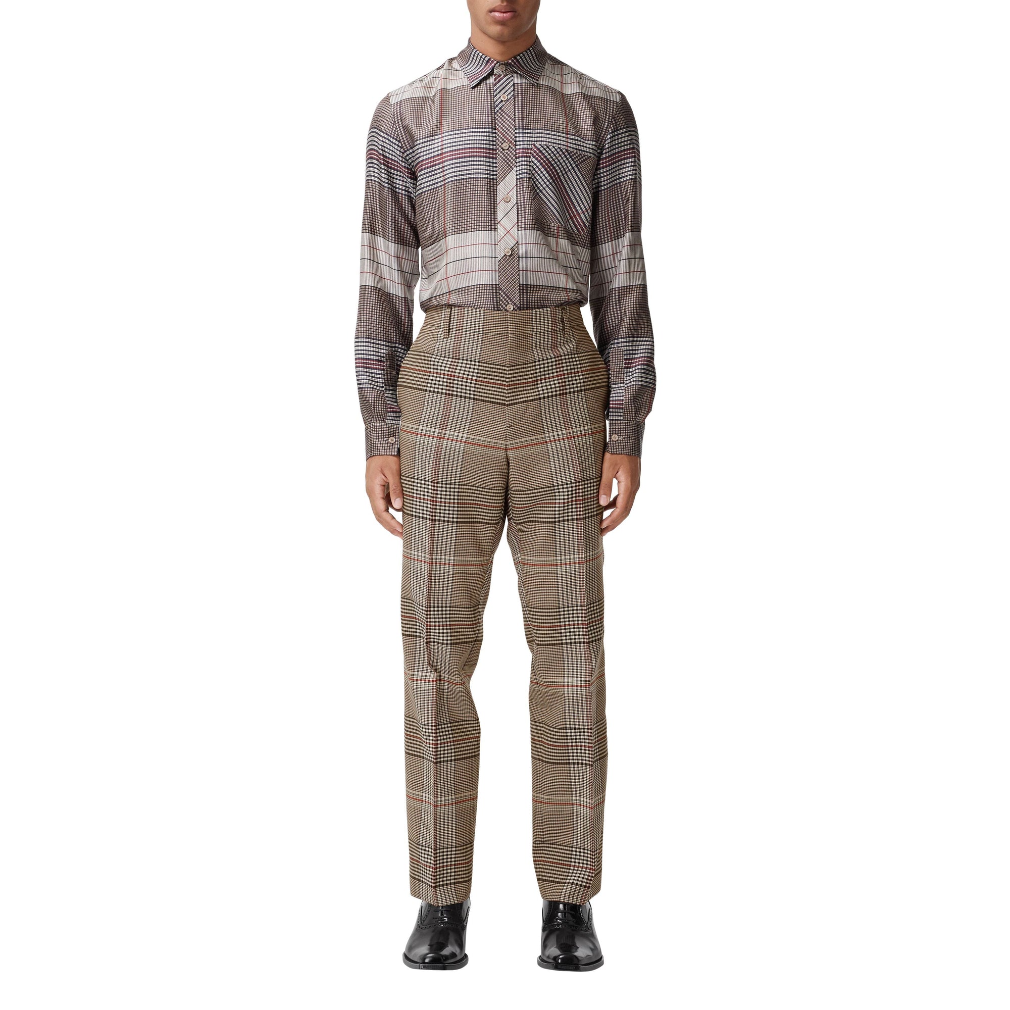 BEIGE IP PTTN Pantalon de costume en laine check