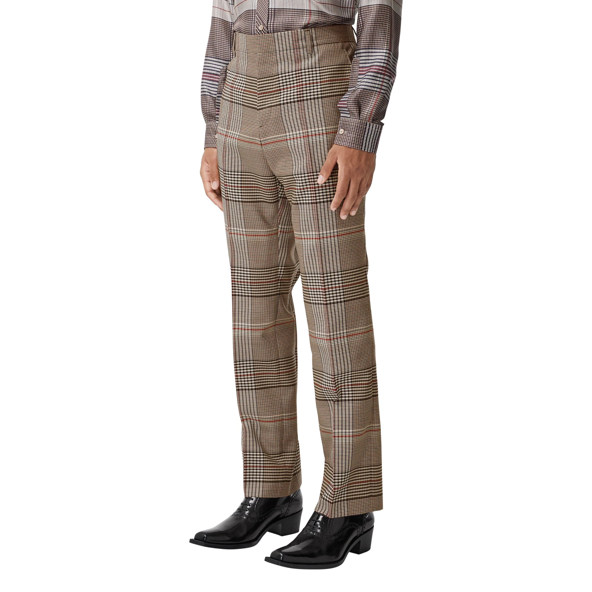 BEIGE IP PTTN Pantalon de costume en laine check