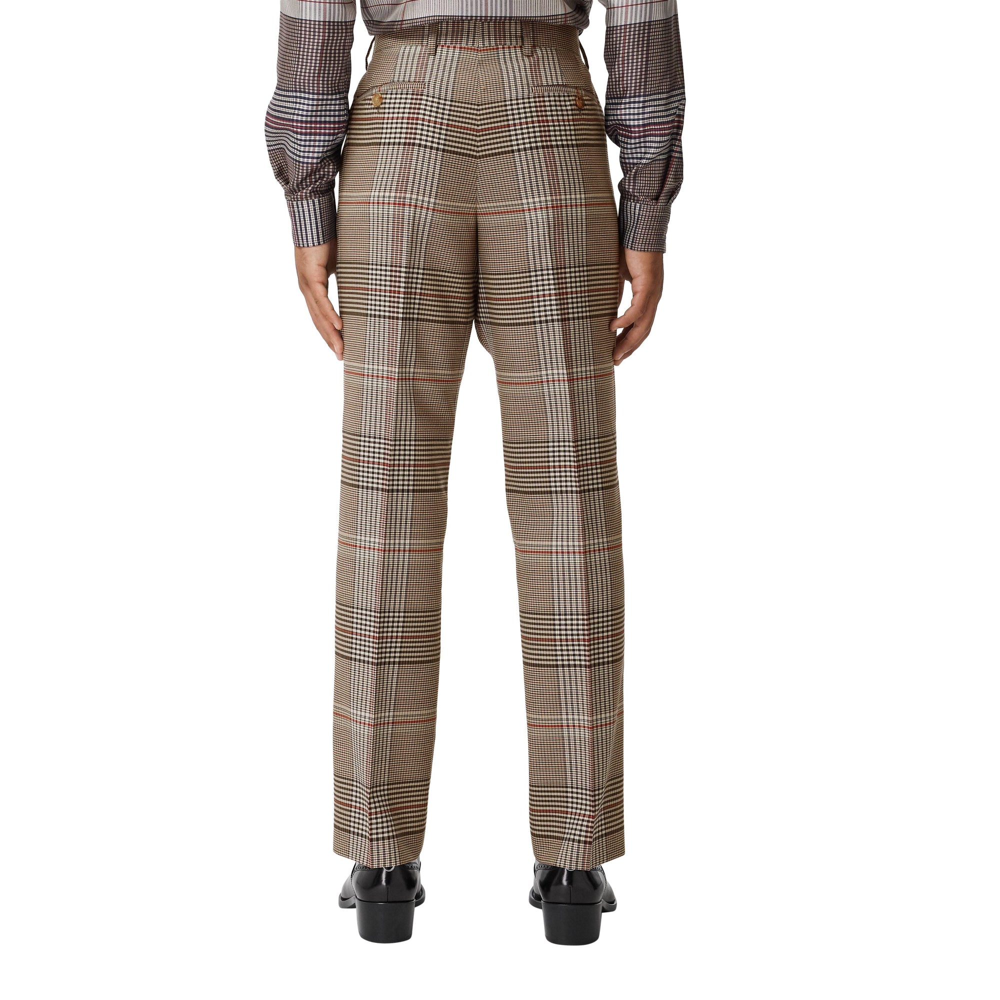 BEIGE IP PTTN Pantalon de costume en laine check