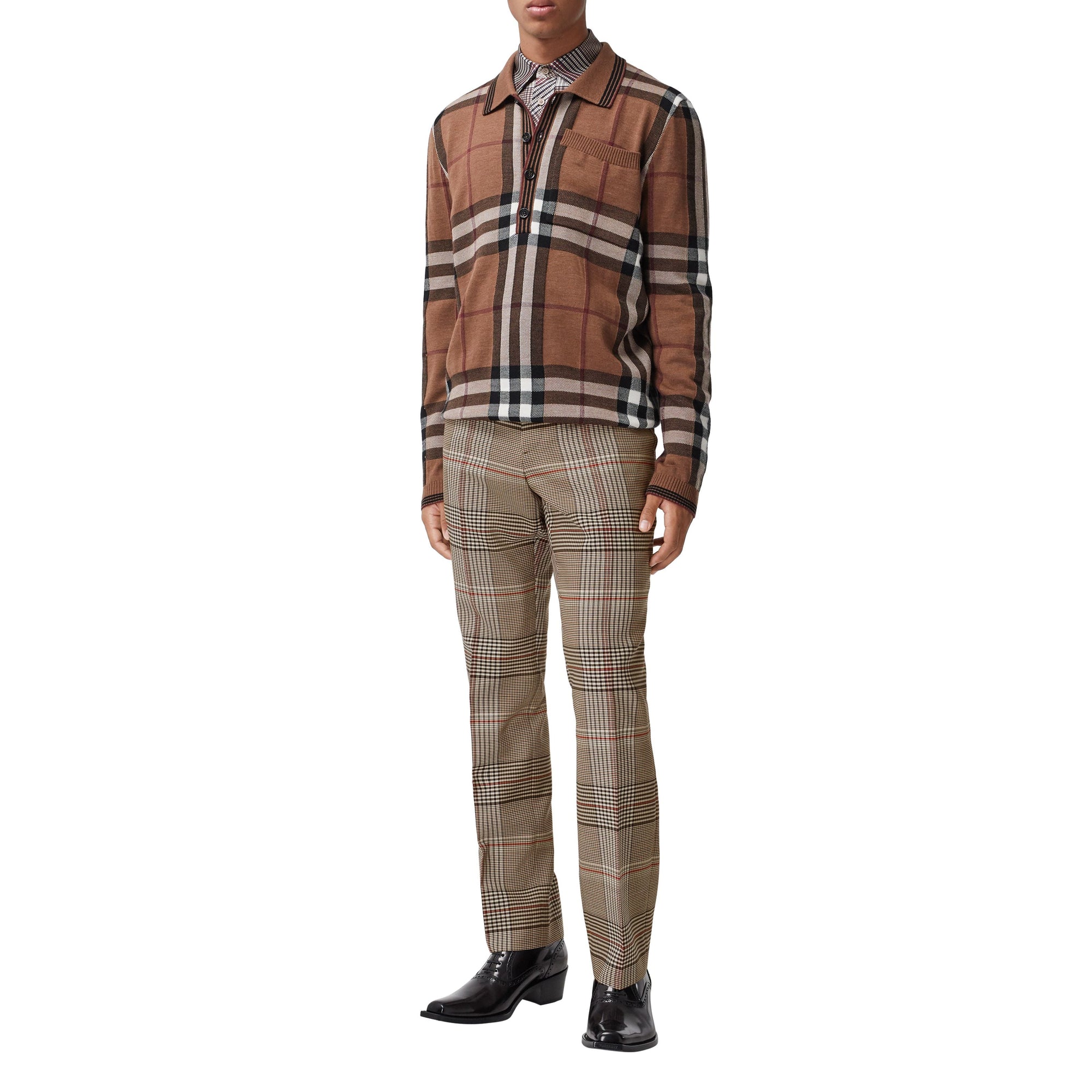 BEIGE IP PTTN Pantalon de costume en laine check